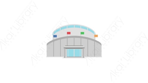 AE模板 07-stadium-2体育馆MG扁平动画卡通建筑高楼办公楼图标元素