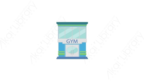 AE模板 08-gym健身房MG扁平动画卡通建筑高楼办公楼图标元素