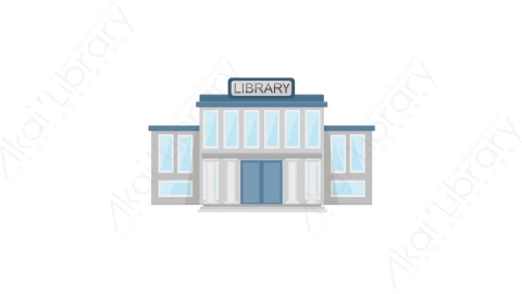 AE模板 09-library图书馆MG扁平动画卡通建筑高楼办公楼图标元素