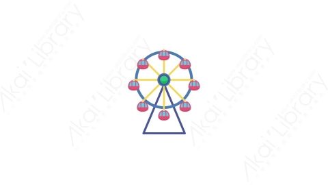 AE模板 14-ferris-wheel摩天轮MG扁平动画卡通建筑高楼办公楼图标元素