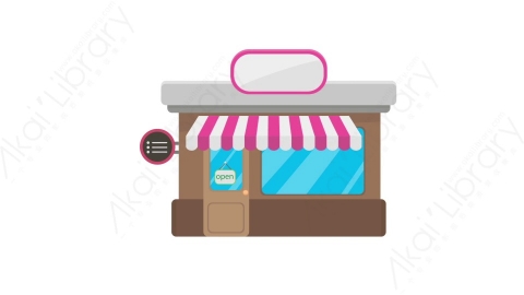 AE模板 05-shop-1商店便利店MG扁平动画卡通建筑高楼办公楼图标元素