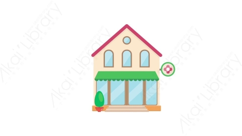 AE模板 08-shop-4商店便利店MG扁平动画卡通建筑高楼办公楼图标元素