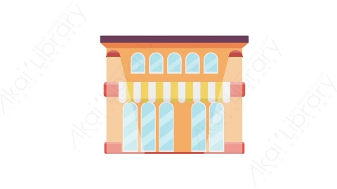 AE模板 09-shop-5商店便利店MG扁平动画卡通建筑高楼办公楼图标元素