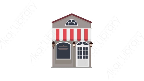 AE模板 19-shop-10商店便利店MG扁平动画卡通建筑高楼办公楼图标元素
