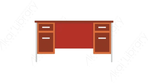 AE模板 46-writing-table-2办公桌电脑桌书桌MG扁平卡通家具元素图标