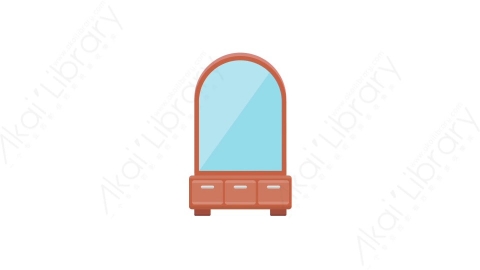 AE模板 88-dressing-table-1梳妆台MG扁平卡通家具元素图标