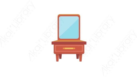 AE模板 91-dressing-table-4梳妆台MG扁平卡通家具元素图标
