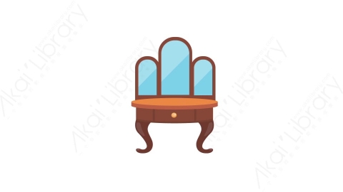 AE模板 93-dressing-table-6梳妆台MG扁平卡通家具元素图标