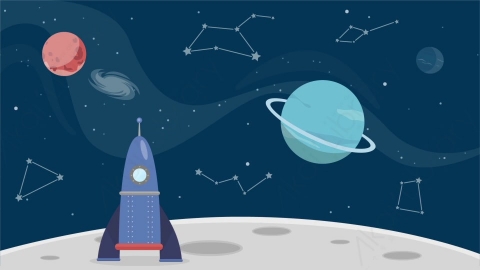 AE模板 04-space太空宇宙MG扁平卡通旅行旅游场景背景