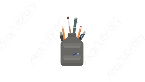 AE模板 22-stationery文具笔筒MG扁平卡通办公用具元素图标