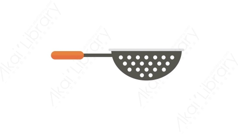 AE模板 14-kitchenware-6漏勺厨房用具MG扁平卡通家电用具元素图标