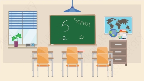 AE模板 07-school-1学校教室课堂MG扁平卡通场景背景