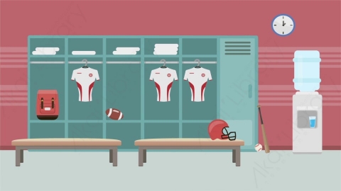 AE模板 09-locker-room更衣室MG扁平卡通商店商场场景背景
