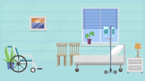 AE模板 09-hospital-2医院病房MG扁平卡通工厂医院场景背景