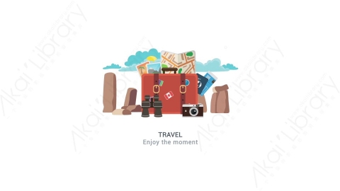 AE模板 35-travel旅行旅游MG扁平动画卡通图标场景