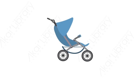 AE模板 05-stroller-2婴儿车MG扁平卡通婴儿小孩玩具元素图标
