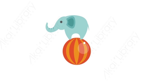 AE模板 103-circus_elephant马戏团大象MG扁平卡通节日马戏团元素图标