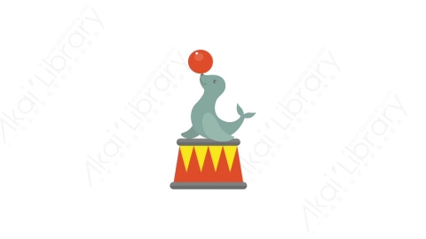 AE模板 13-circus-seal马戏团海豚MG扁平卡通节日马戏团元素图标