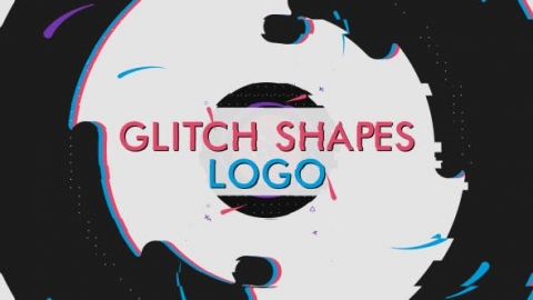AE模板 扁平MG动画l快速故障毛刺形状过渡徽标片头logo演绎