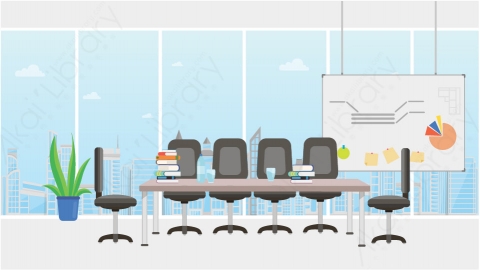 图片素材 02-meeting-room-2会议室MG扁平卡通办公室场景背景-附AE动态版