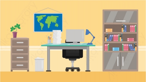 图片素材 05-office-2办公室MG扁平卡通办公室场景背景-附AE动态版