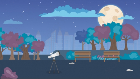 图片素材 11-park-night-1公园MG扁平卡通街边马路公园街道场景背景-附AE动态版