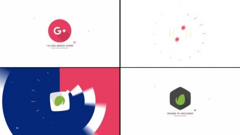 AE模板 2D企业简约多彩形状旋转动画发散喷射扁平MG动画徽标片头logo演绎