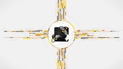 AE模板 现代企业简约线条汇聚徽标显示片头logo演绎开场视频
