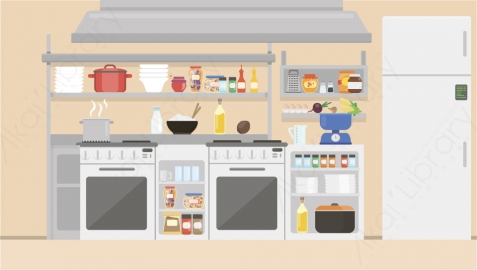图片素材 01-kitchen厨房MG扁平卡通居家客厅儿童房场景背景-附AE动态版