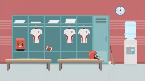 图片素材 09-locker-room更衣室MG扁平卡通商店商场场景背景-附AE动态版