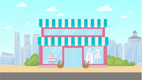图片素材 14-clothes-shop-2服装店商店MG扁平卡通商店商场场景背景-附AE动态版