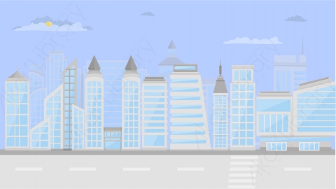 图片素材 06-street-1城市街道马路MG扁平卡通街道公园马路场景背景-附AE动态版