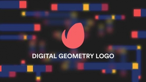 AE模板 科技数字几何发光汇聚徽标片头logo演绎开场视频