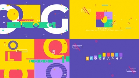 AE模板 多彩时尚文字错字快速扁平MG动画徽标片头logo演绎开场视频
