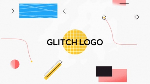AE模板 图形动画毛刺故障效果MG动画徽标片头logo演绎开场视频