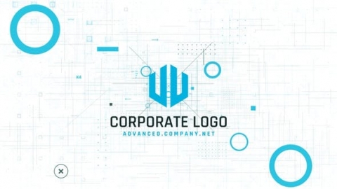 AE模板-现代标志企业现代科技企业简约线条动画片头logo演绎开场视频