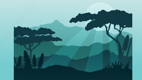 图片素材-扁平森林树木自然风景场景-27