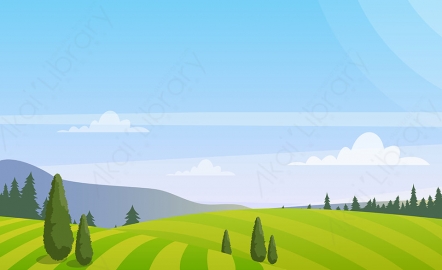 图片素材-扁平草原自然风景场景-7