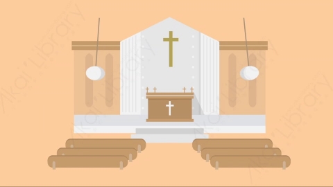 AE模板-Church教堂室内MG扁平卡通动画背景场景