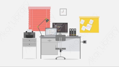 AE模板-Workspace - Programmer工作区程序员室内MG扁平卡通动画背景场景