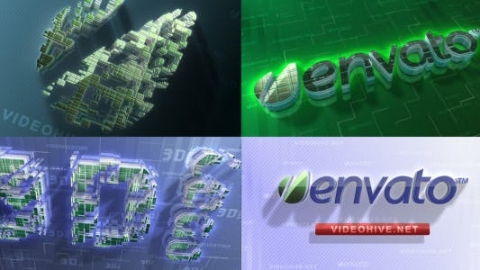 AE模板-3d可视化企业简约科技3D可视化片头logo演绎开场视频