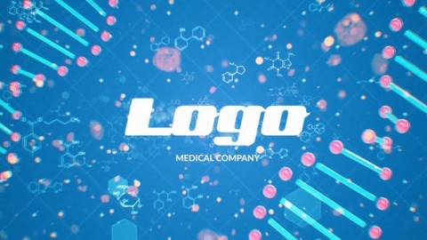 AE模板-dna徽标显示企业蓝色医疗科技DNA显示片头logo演绎开场视频