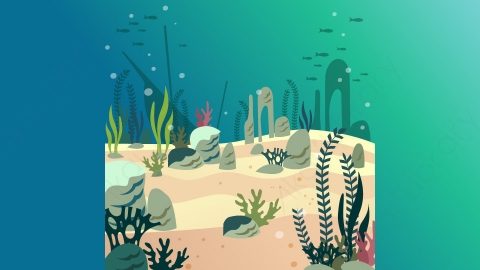图片素材-扁平海底水下自然风景场景-6