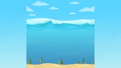 图片素材-扁平海底水下自然风景场景-19