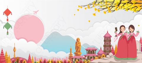 图片素材-扁平中日韩亚洲建筑场景-3
