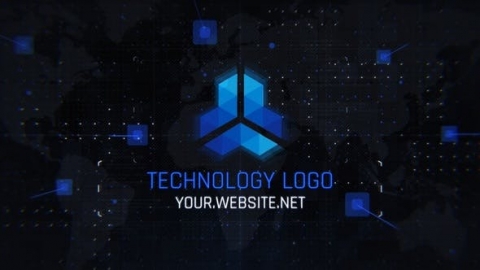 AE模板-技术标志黑色简约科技片头logo演绎开场视频