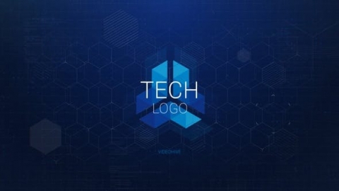AE模板-技术徽标-2科技蜂巢六边形汇聚片头logo演绎开场视频