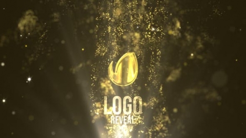 AE模板-流体金徽标显示大气金色金属流体粒子片头logo演绎开场视频