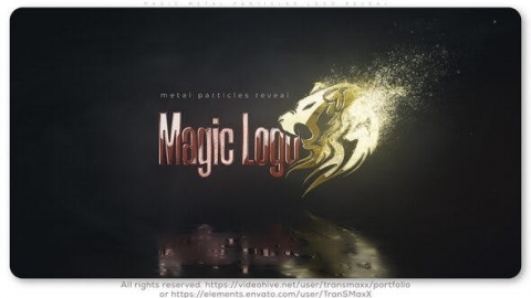 AE模板-魔幻金属颗粒徽标彰显震撼大气金属粒子烟雾消散反射片头logo演绎开场视频