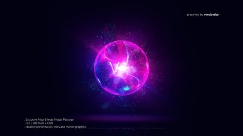 AE模板-魔球徽标显示梦幻发光粒子魔法球片头logo演绎开场视频